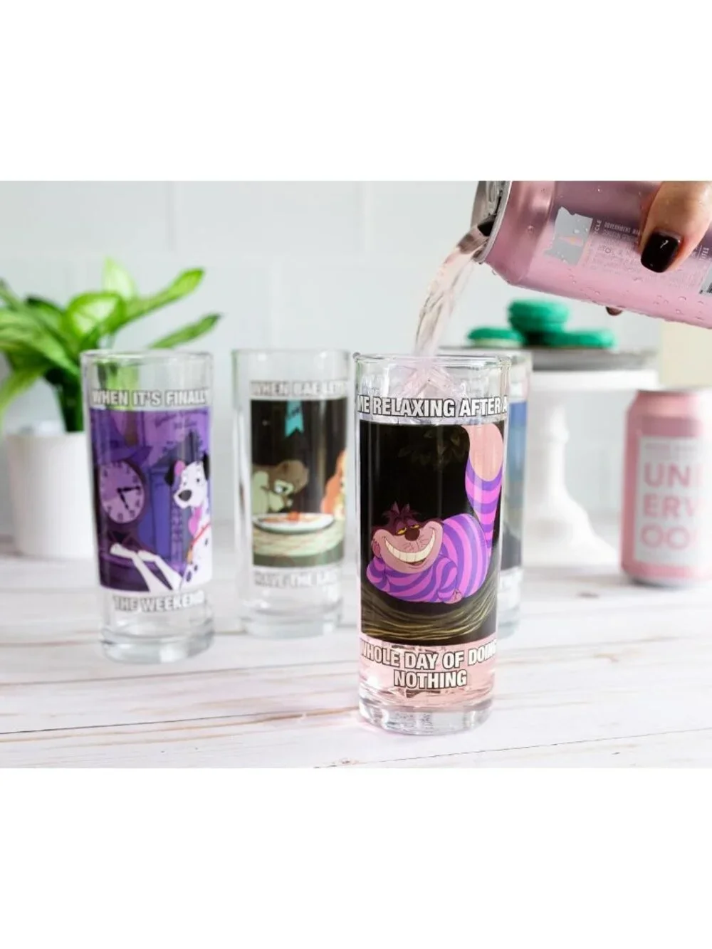 Disney-Inspired 4pc Tumbler Glass Set - Lion King, Alice, Lady & the Tramp